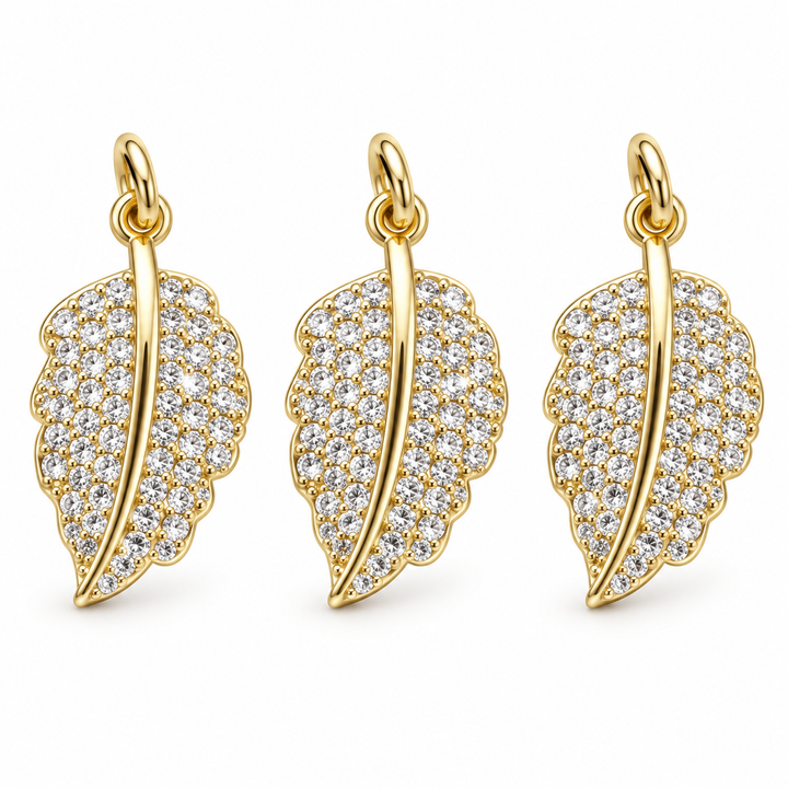 Micro Pave Leaf Charm
