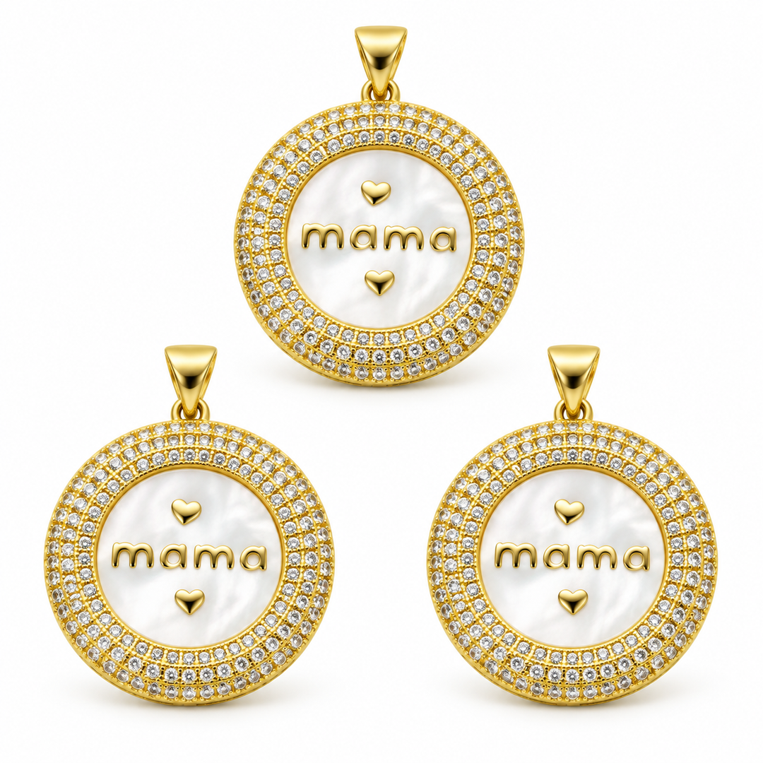 Round Mother of Pearl Mama Pendant