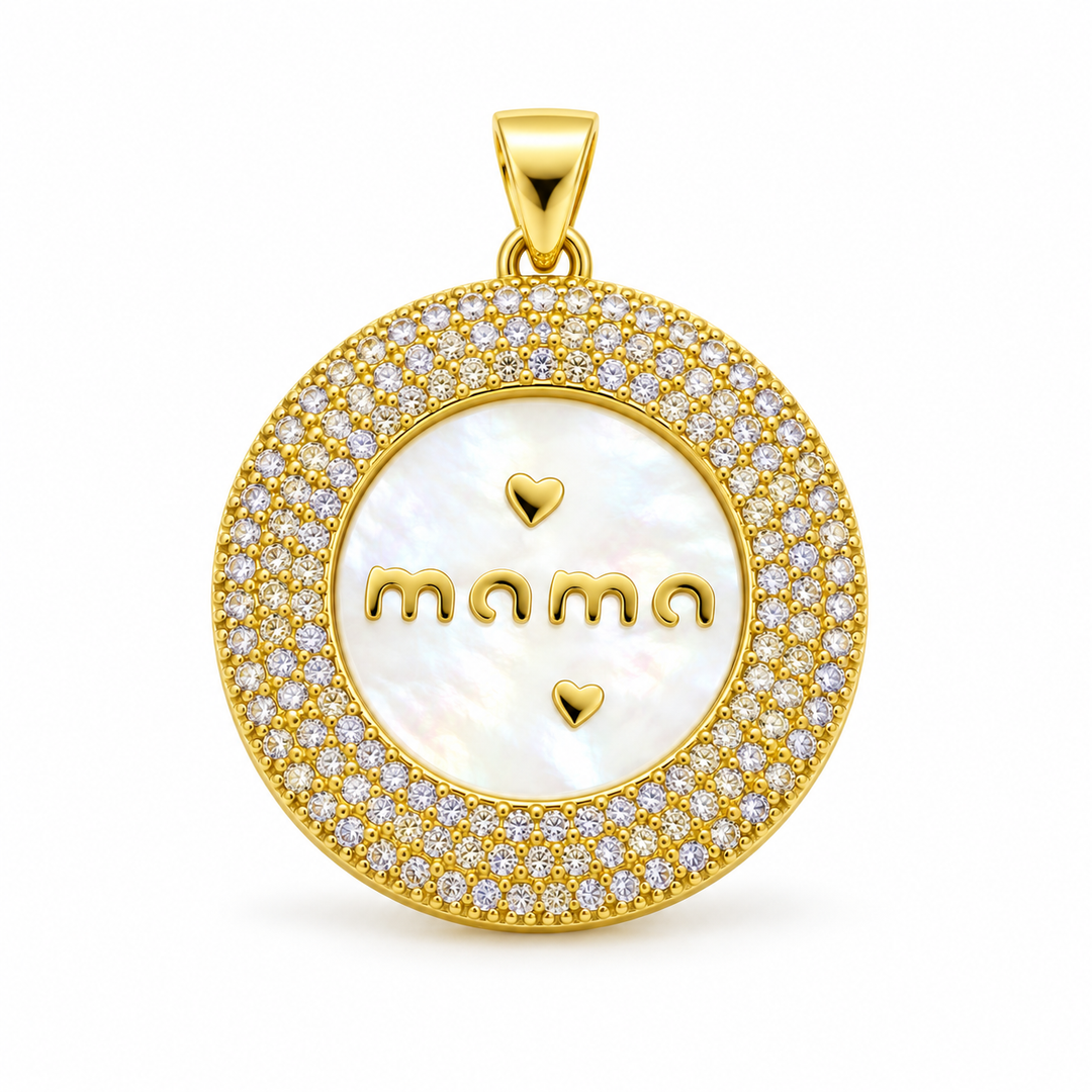 Round Mother of Pearl Mama Pendant