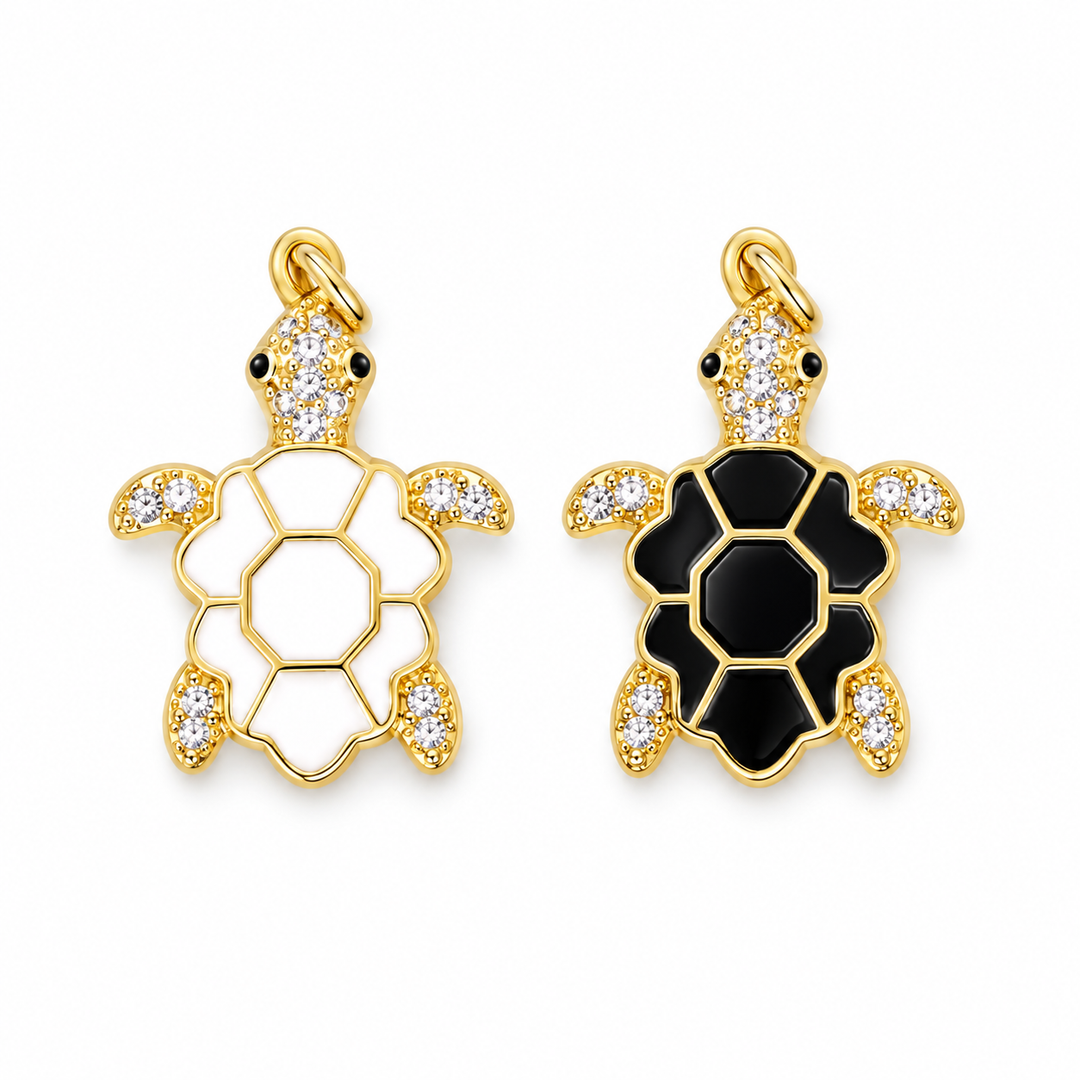 Enamel Micro Pave Turtle Pendant