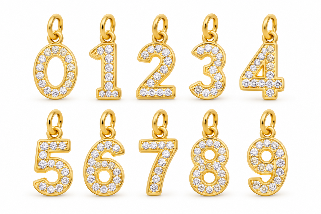 Micro Pave Number Charm