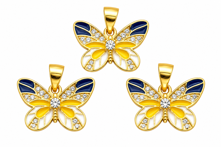 Micro Pave Enamel Butterfly Pendant
