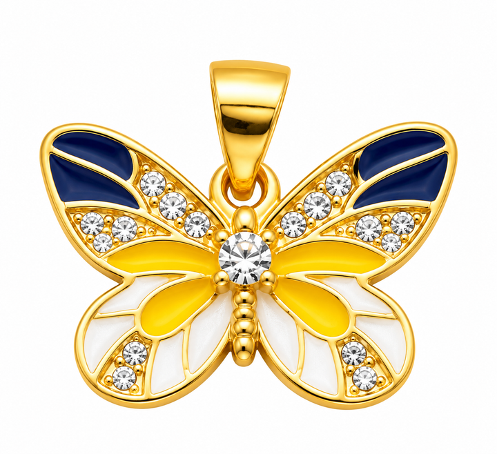 Micro Pave Enamel Butterfly Pendant