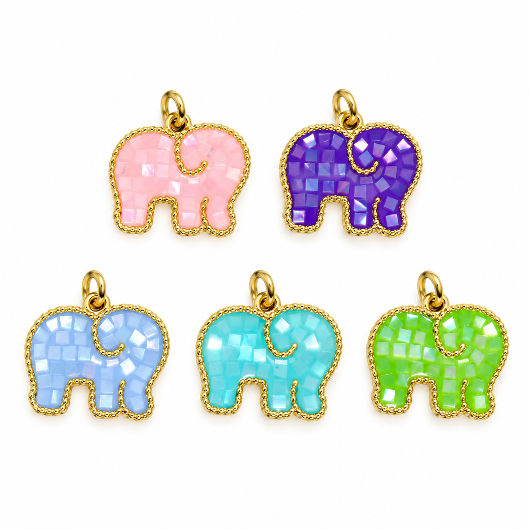 Elephant Resin and Mother of Pearl Pendant