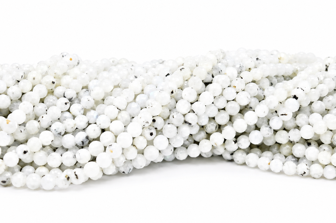 Natural Rainbow Moonstone Round Smooth Beads