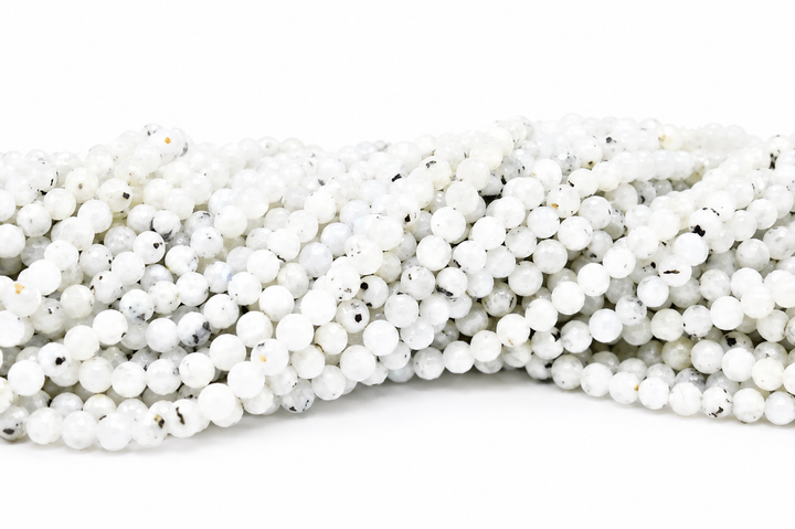 Natural Rainbow Moonstone Round Smooth Beads