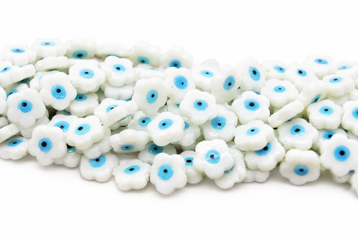 Ceramic White Evil Eye Beads