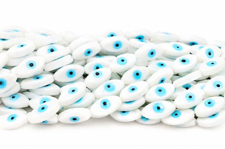 Ceramic White Evil Eye Beads