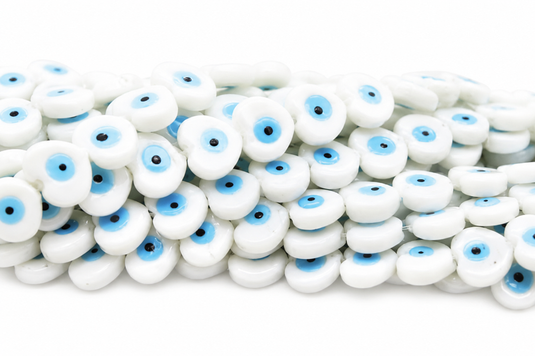 Ceramic White Evil Eye Beads