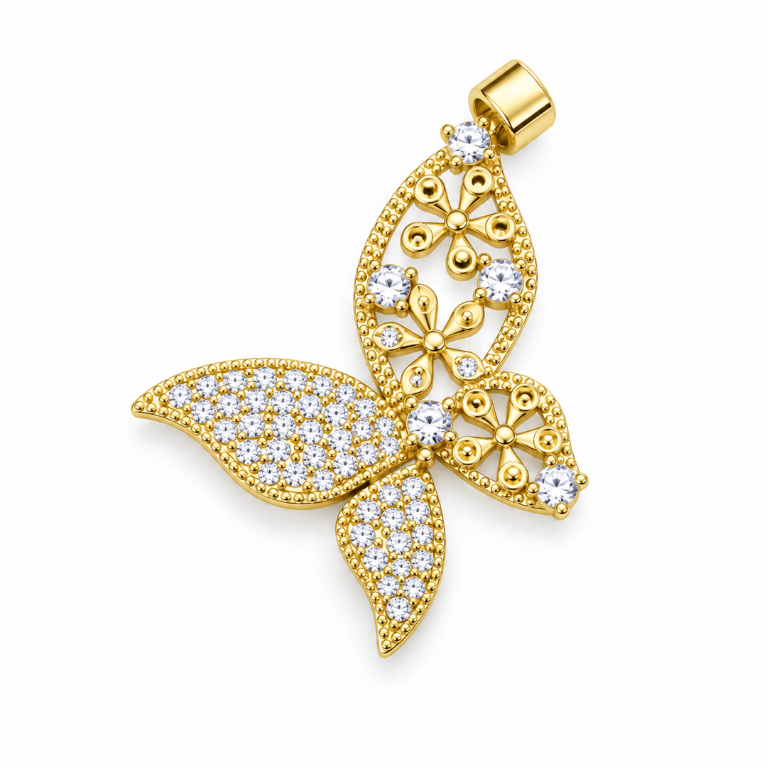 Micro Pave Zirconia Butterfly Pendant