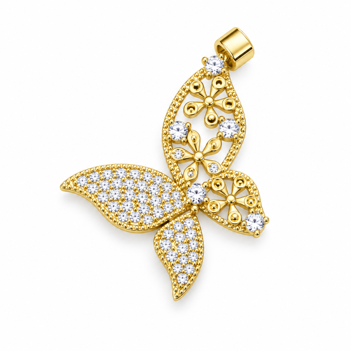 Micro Pave Zirconia Butterfly Pendant