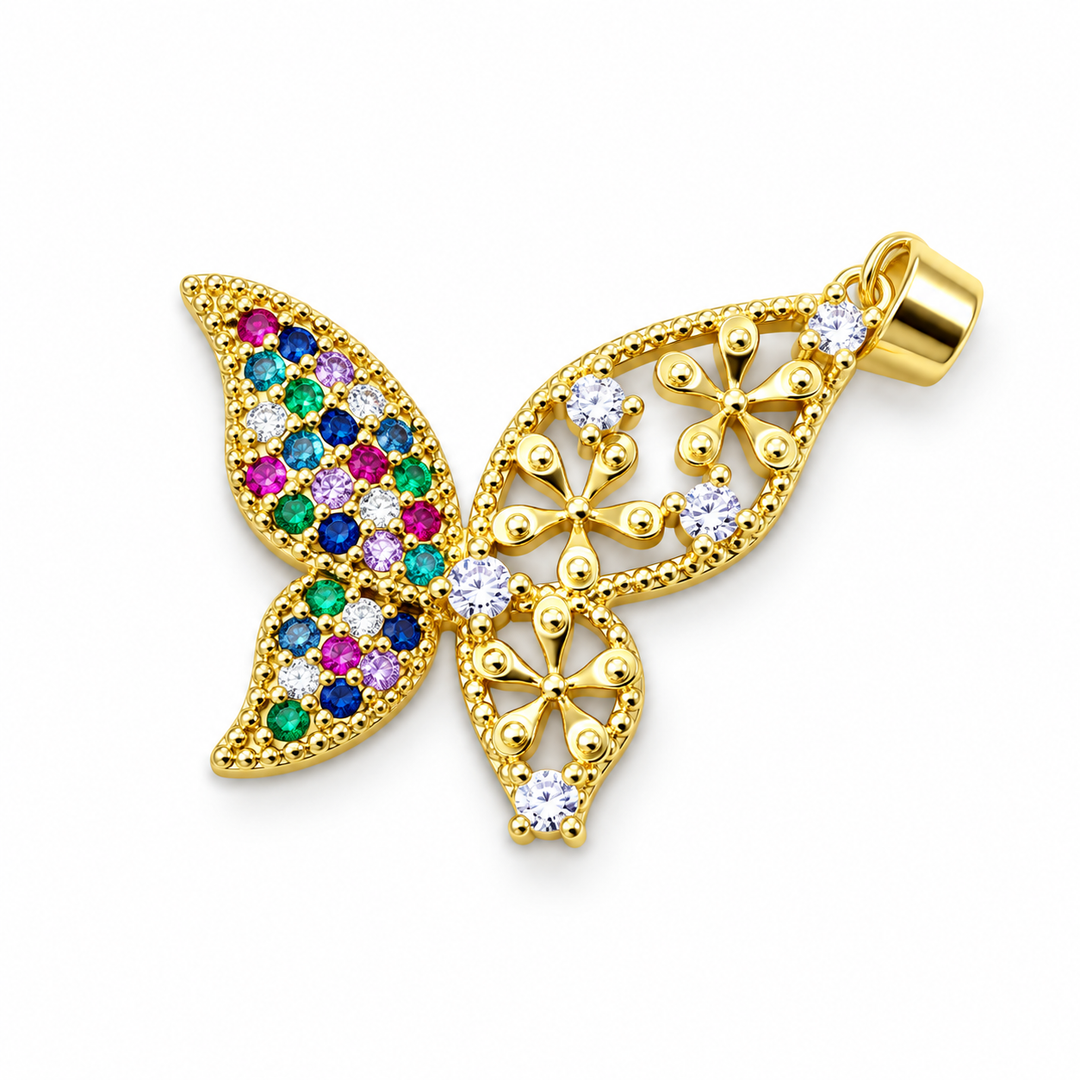 Micro Pave Zirconia Butterfly Pendant