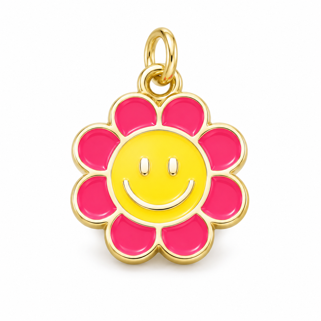 Flower Happy Face Charm