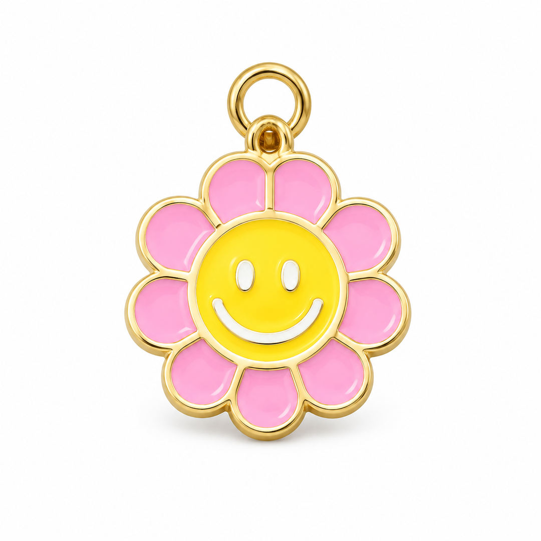 Flower Happy Face Charm