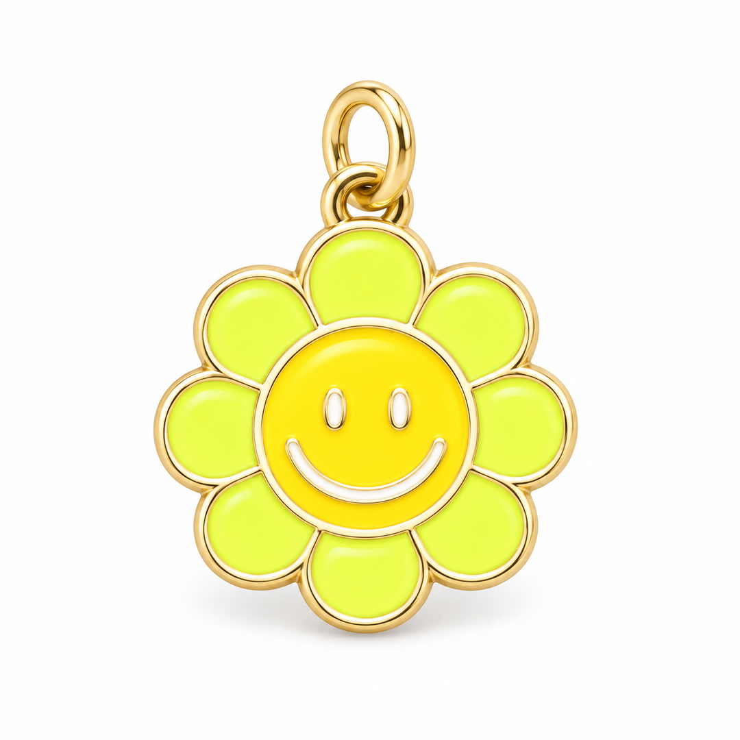 Flower Happy Face Charm