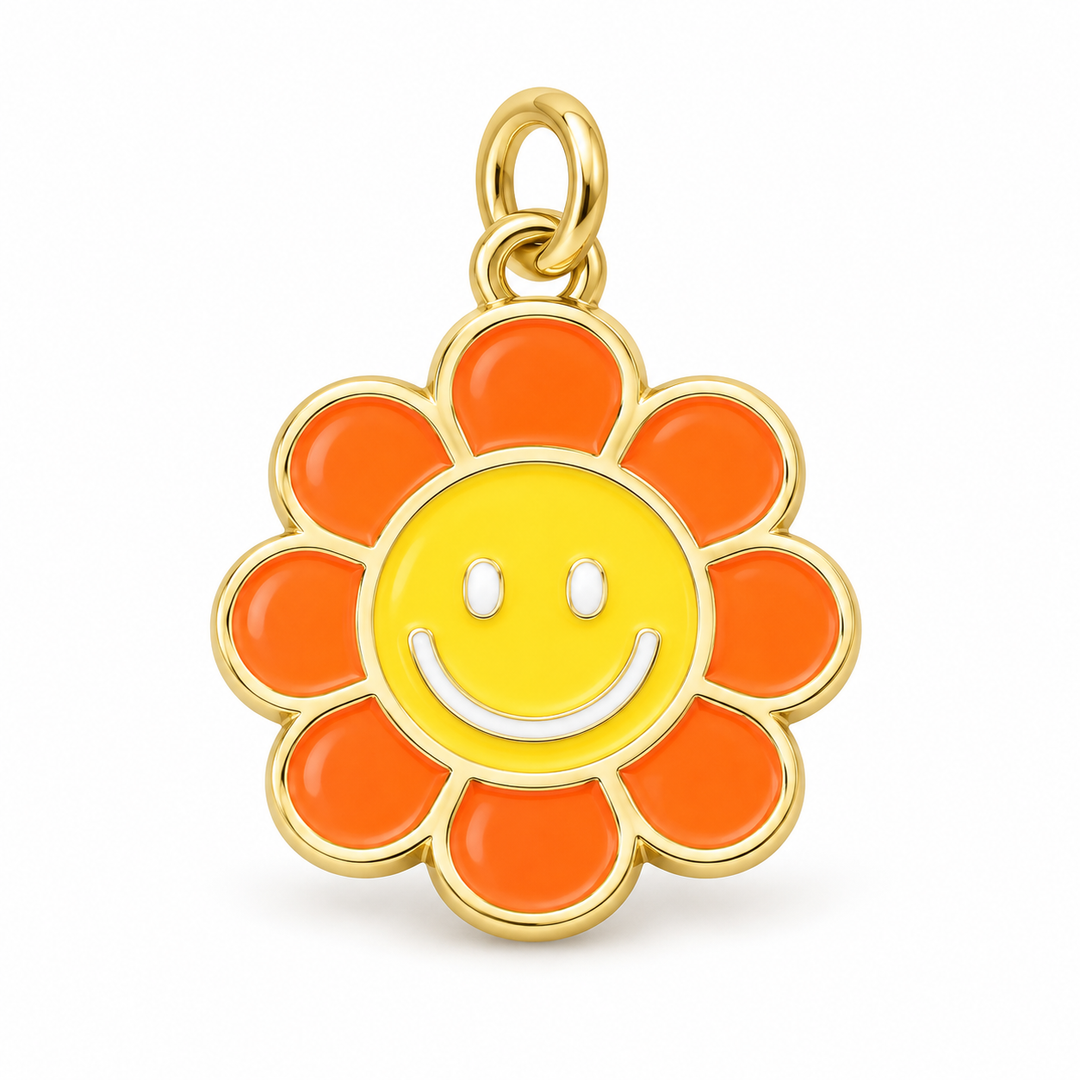 Flower Happy Face Charm