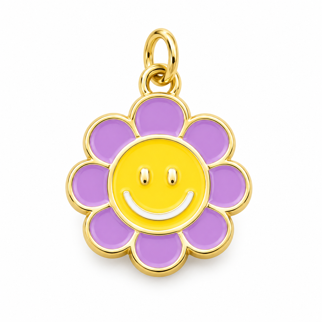 Flower Happy Face Charm