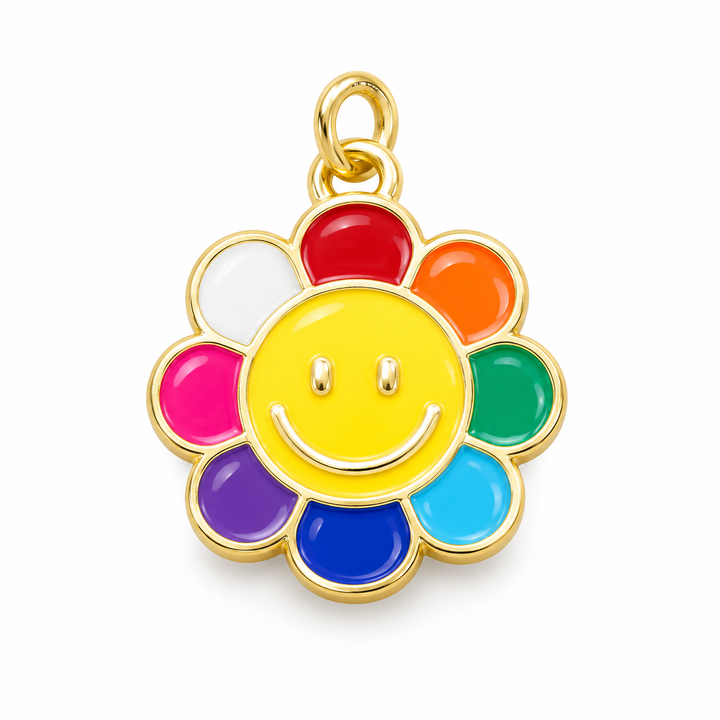 Flower Happy Face Charm