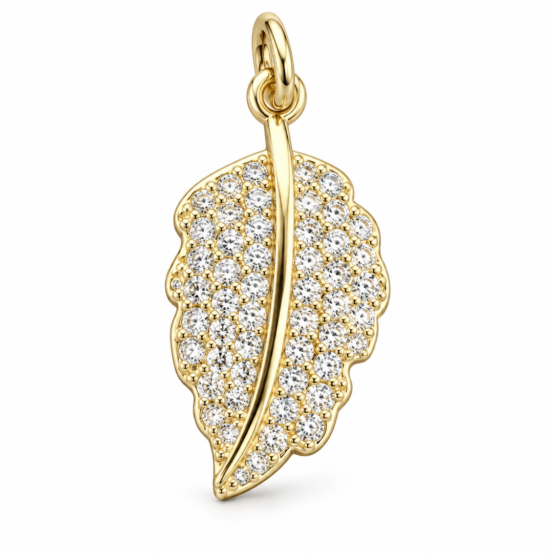 Micro Pave Leaf Charm
