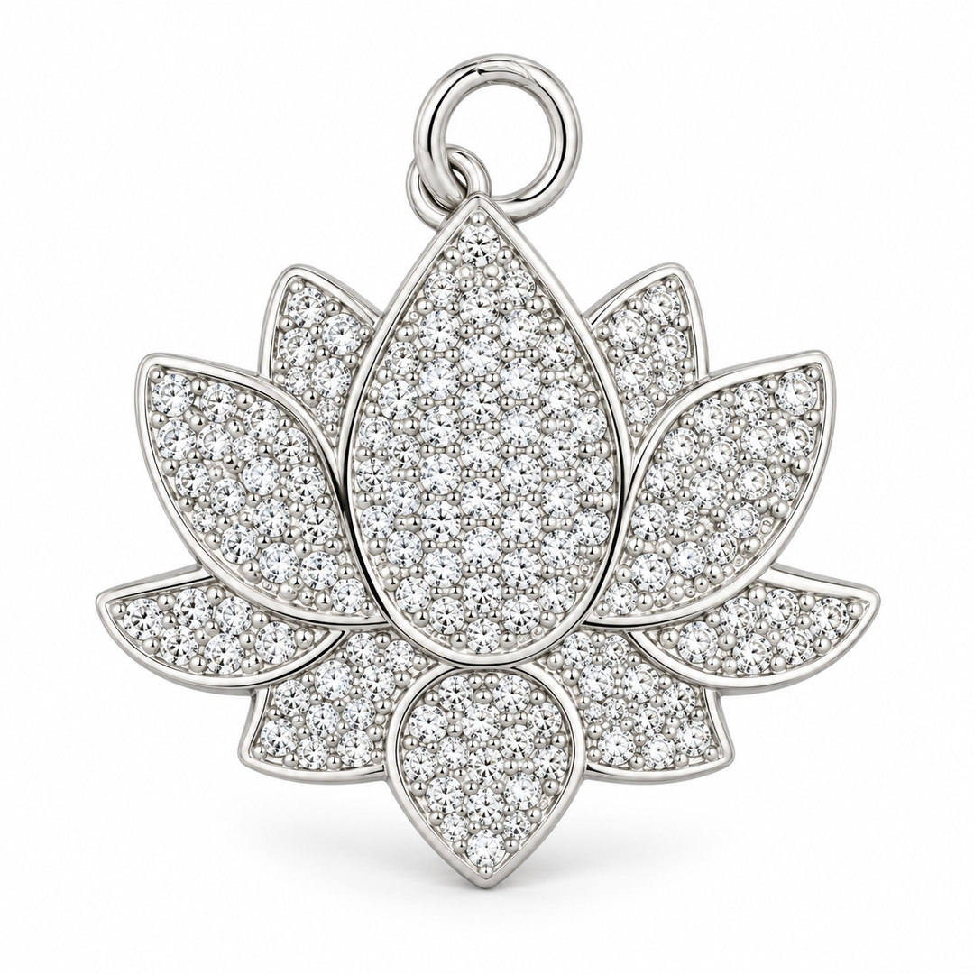 Micro Pave Lotus Pendant