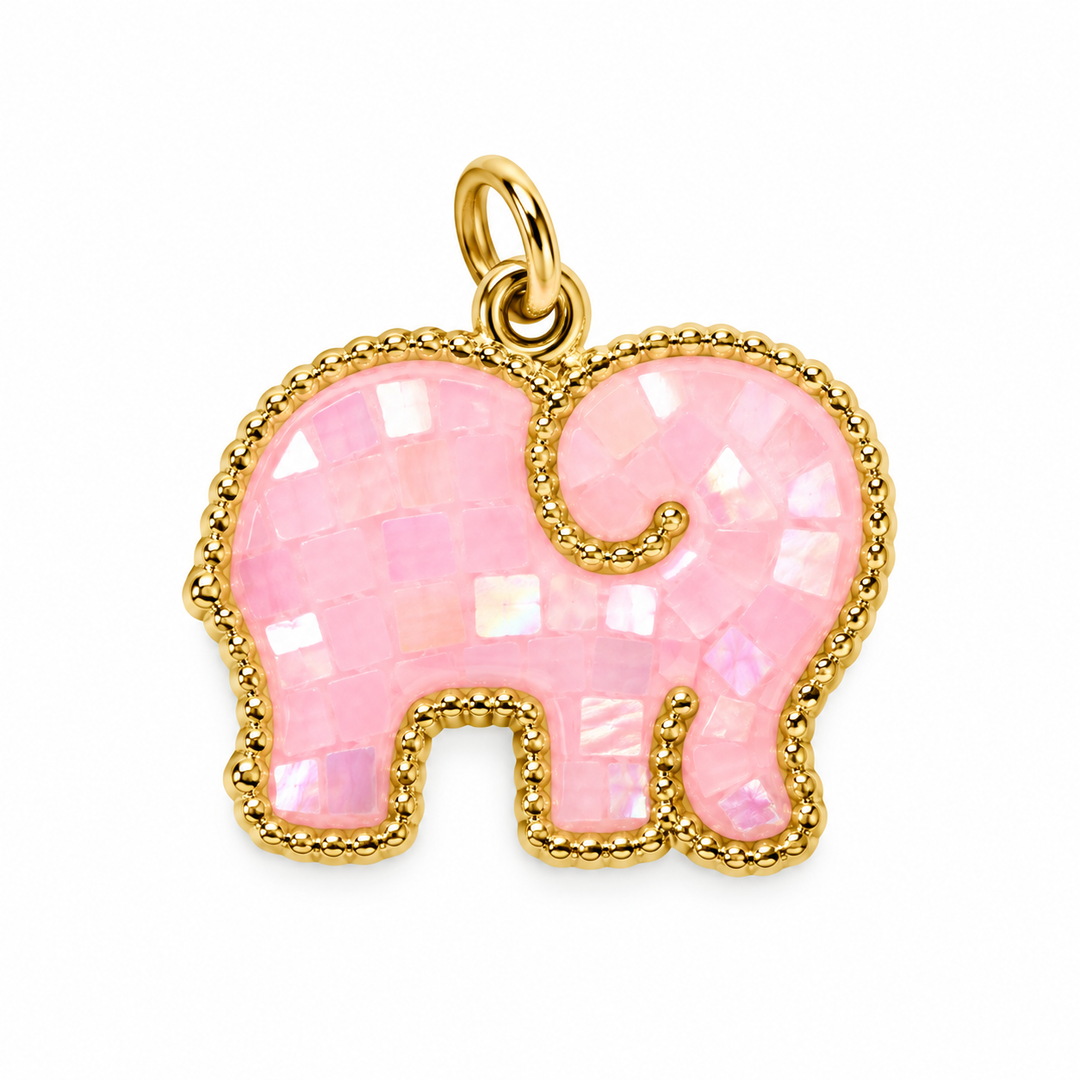 Elephant Resin and Mother of Pearl Pendant