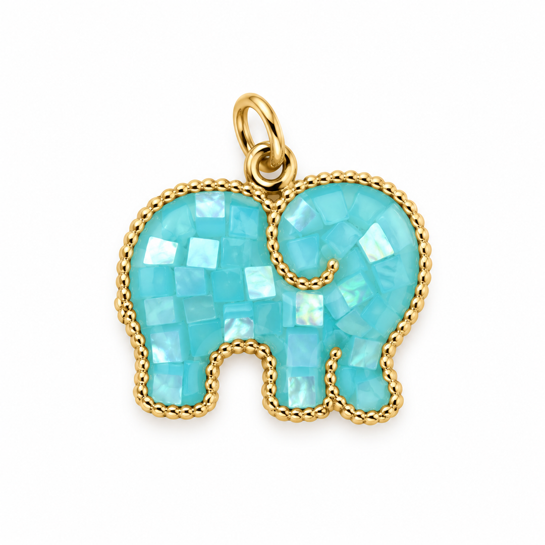Elephant Resin and Mother of Pearl Pendant