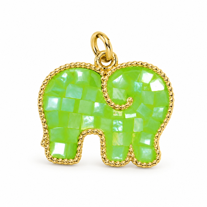 Elephant Resin and Mother of Pearl Pendant