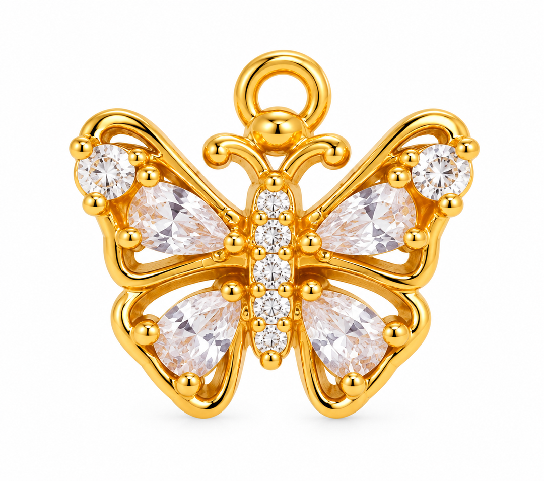 Zirconia Micro Pave Butterfly Pendant