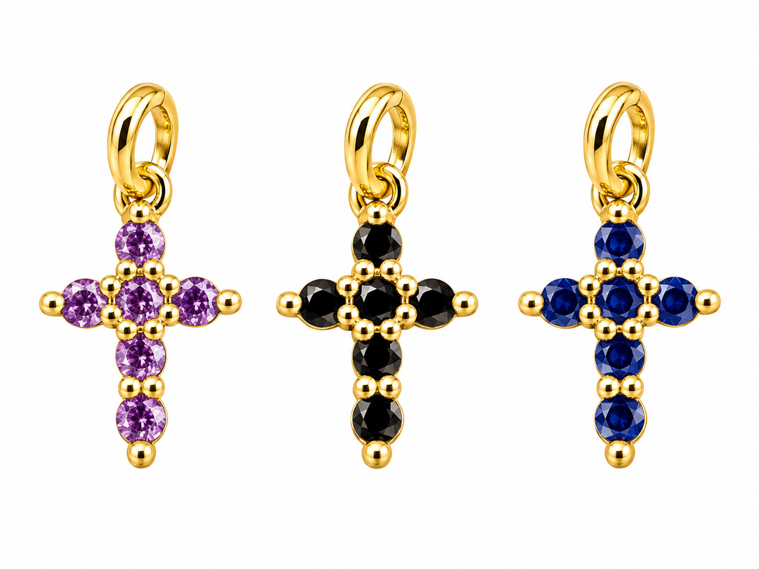 Small Cross Crystal Charm