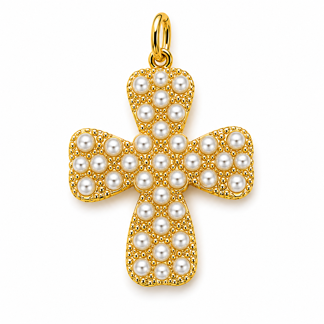 Large Pearl Cross Pendant