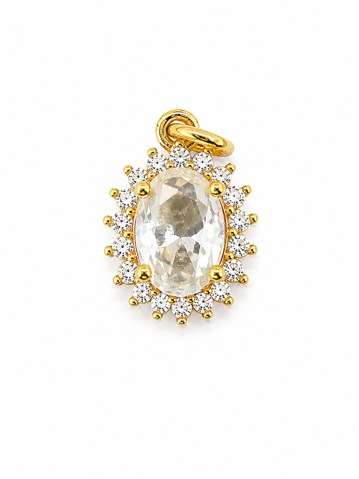 Small Crystal Oval Charm