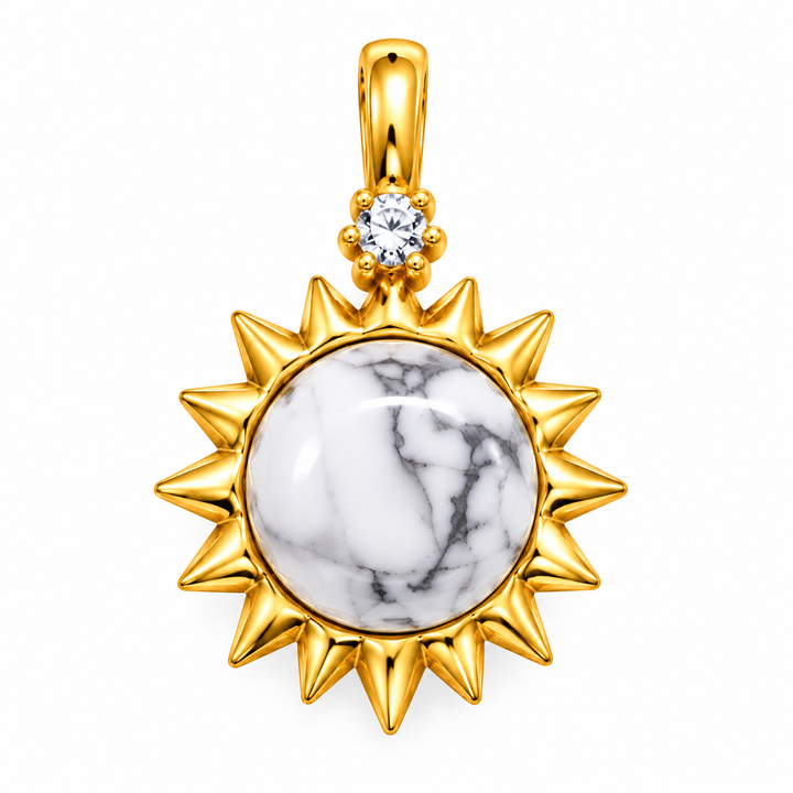 Gold plated Stone Sun pendant