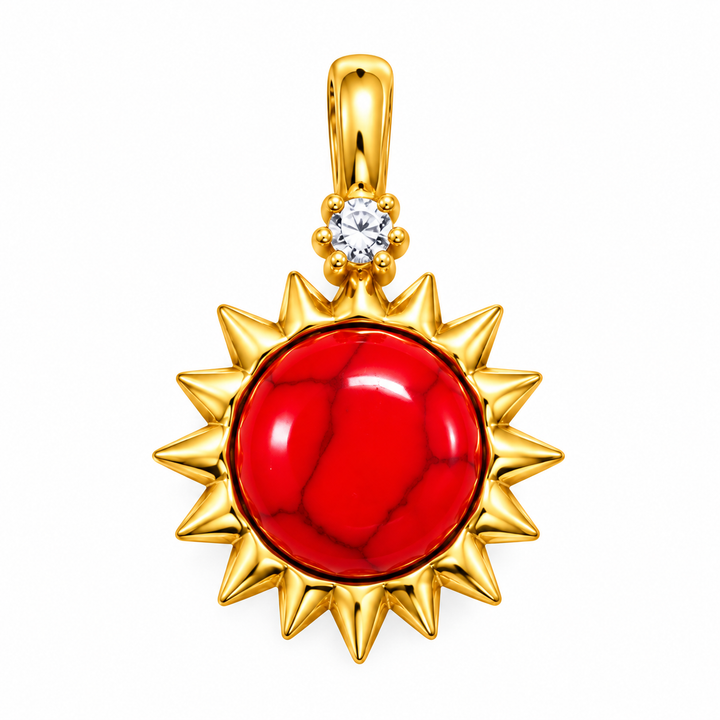 Gold plated Stone Sun pendant