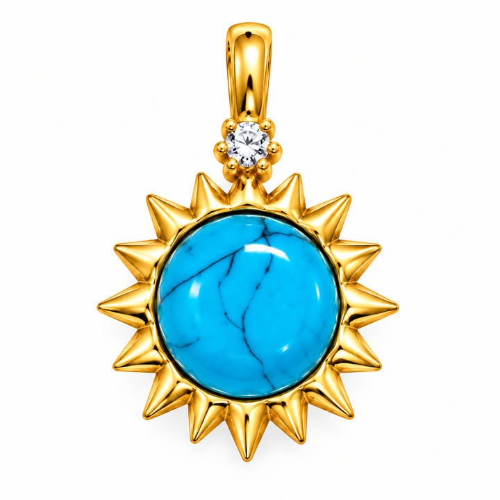 Gold plated Stone Sun pendant