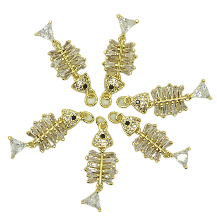 Crystal Skeleton Fish Pendant