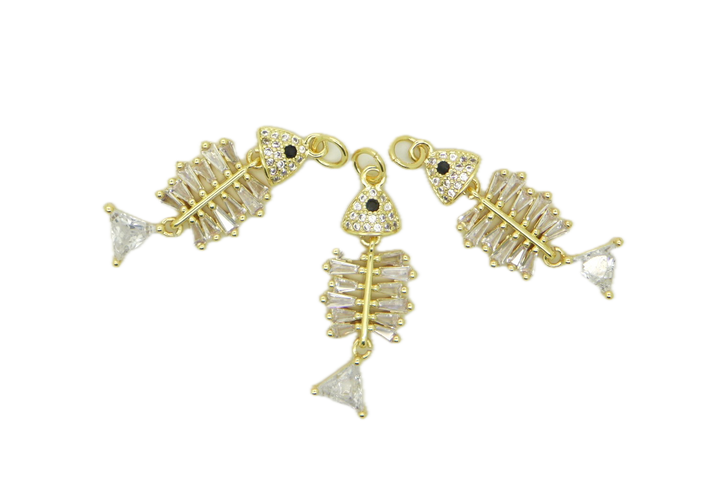Crystal Skeleton Fish Pendant