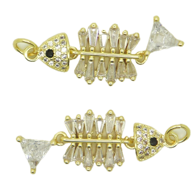 Crystal Skeleton Fish Pendant