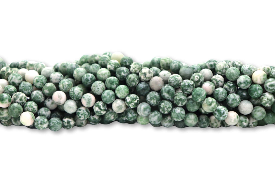 Natural Green Spot Jasper Round Smooth Beads