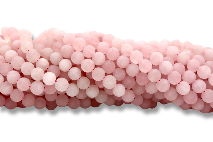 Semi-Precious Polish/Matte/ Round Faceted Natural Rose Quartz  Beads