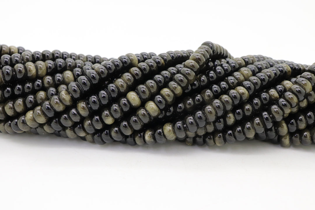 Obsidian Rondelle 8mm