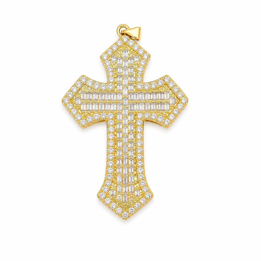 Large Micro Pave Cross Pendant