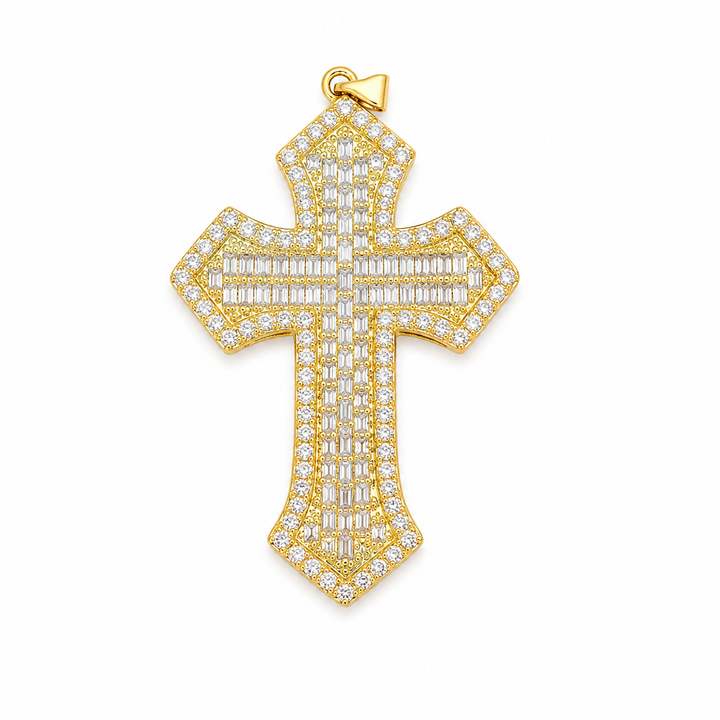 Large Micro Pave Cross Pendant