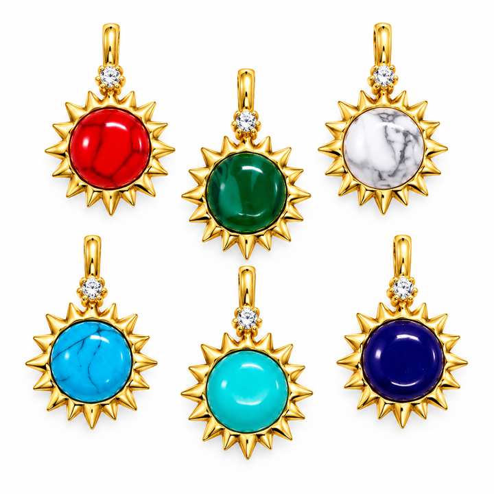 Gold plated Stone Sun pendant