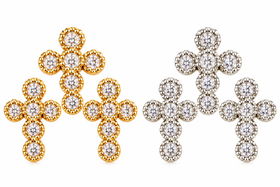 Small Micro Pave Cross Charm