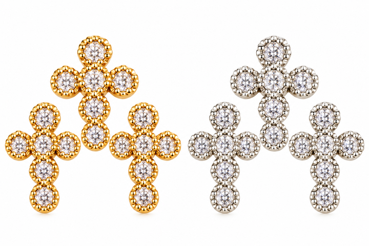 Small Micro Pave Cross Charm