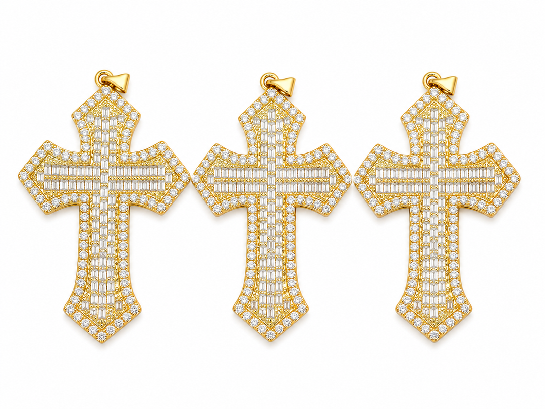 Large Micro Pave Cross Pendant