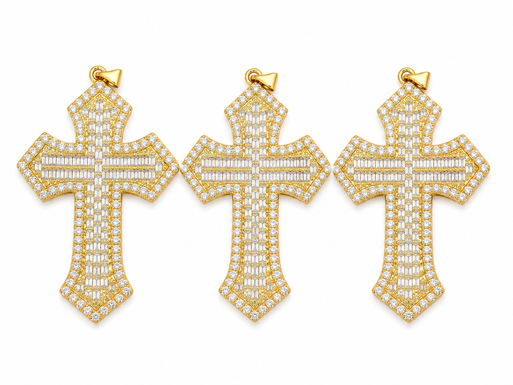 Large Micro Pave Cross Pendant