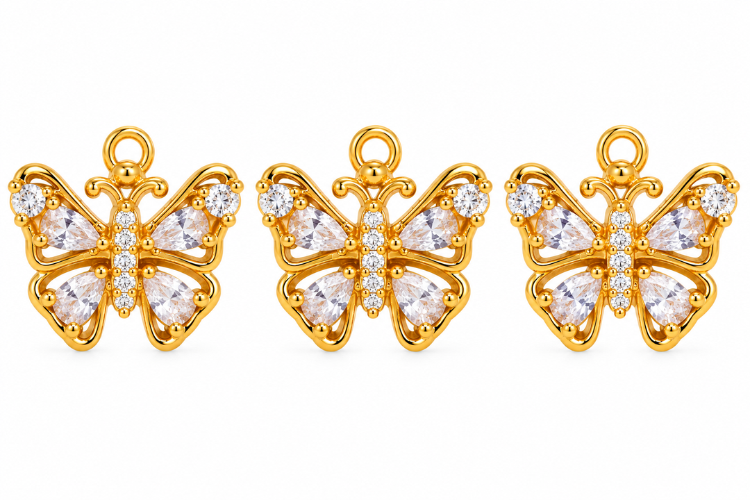 Zirconia Micro Pave Butterfly Pendant