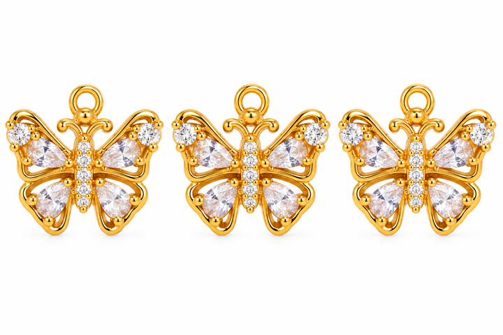 Zirconia Micro Pave Butterfly Pendant