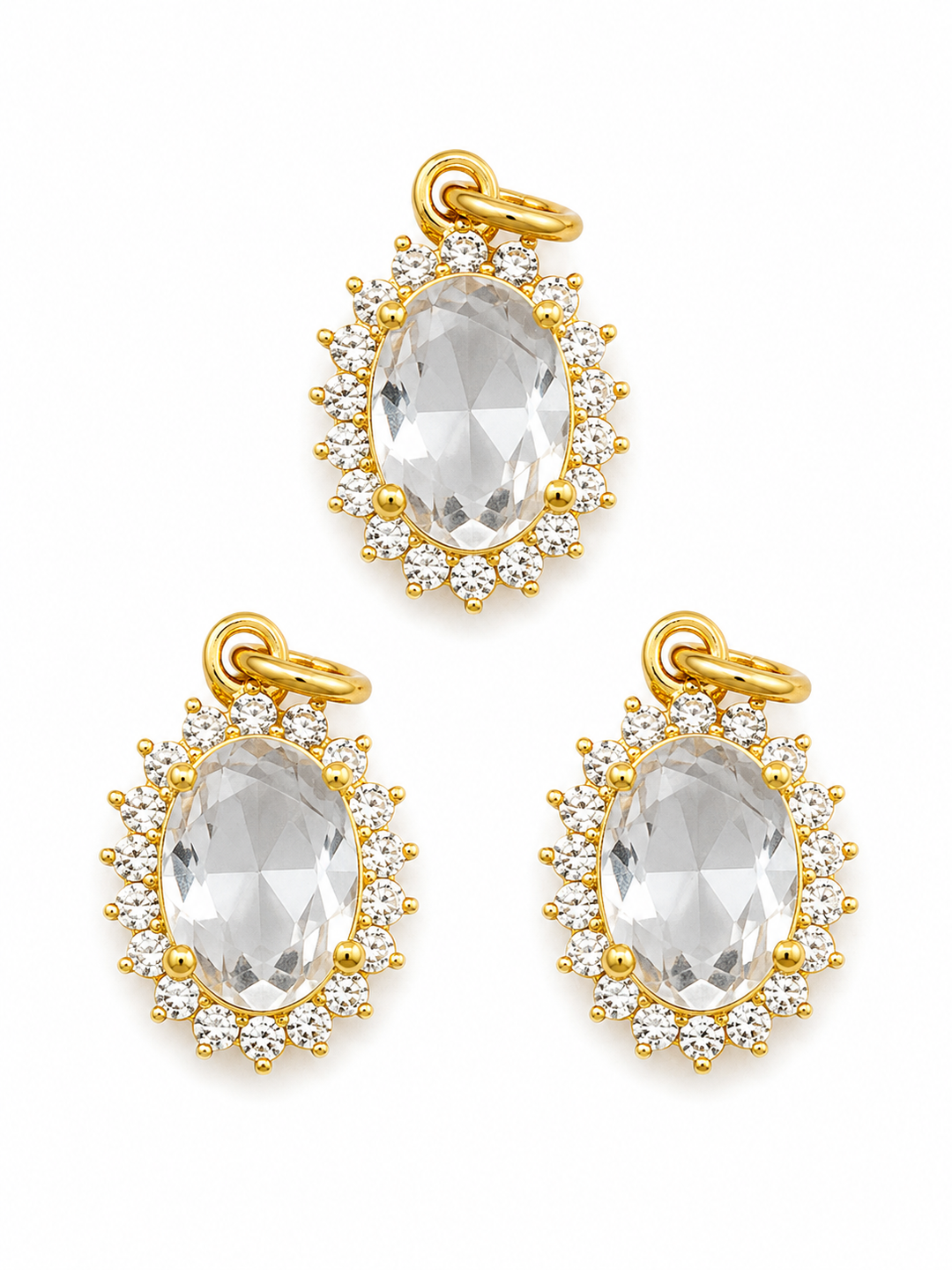 Small Crystal Oval Charm